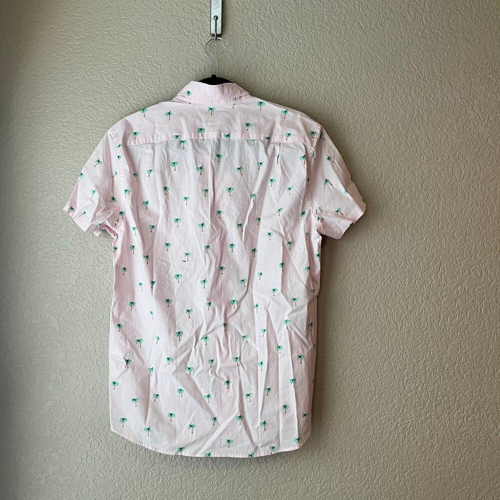 J. Crew Men’s Flex Wash Slim Collared Button Down Shirt Medium Pink Palm Tree - Picture 3 of 6